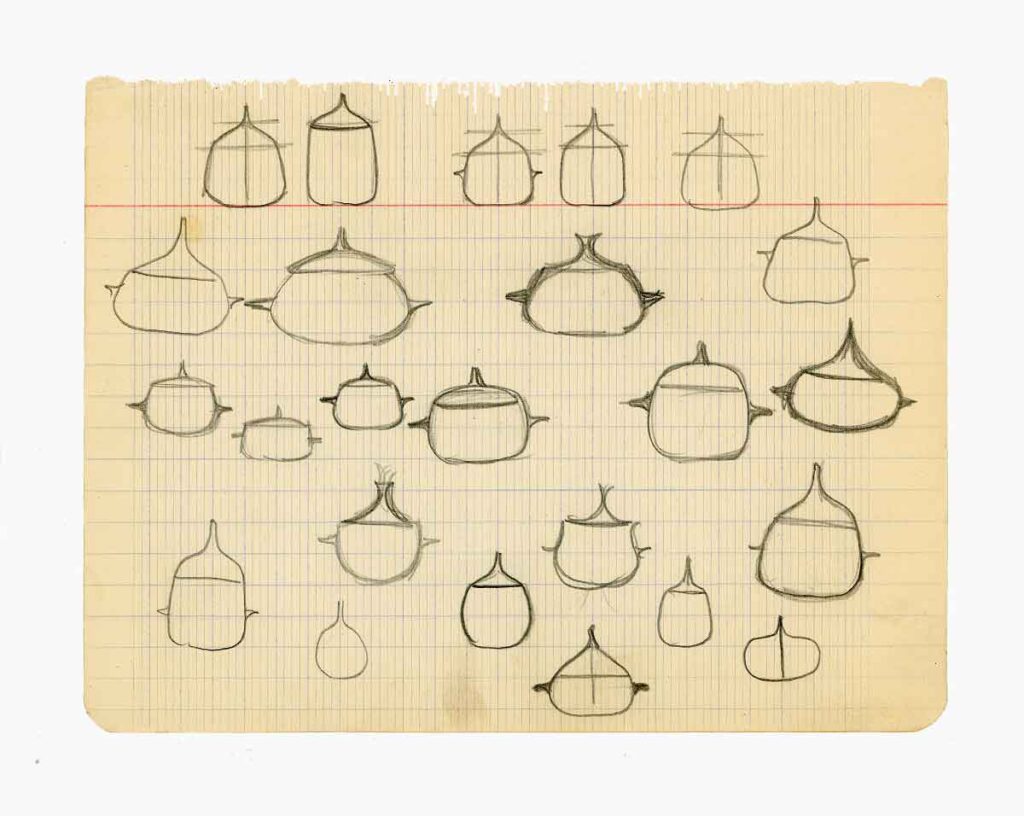 1958 - Dessin au crayon gris - Céramiques