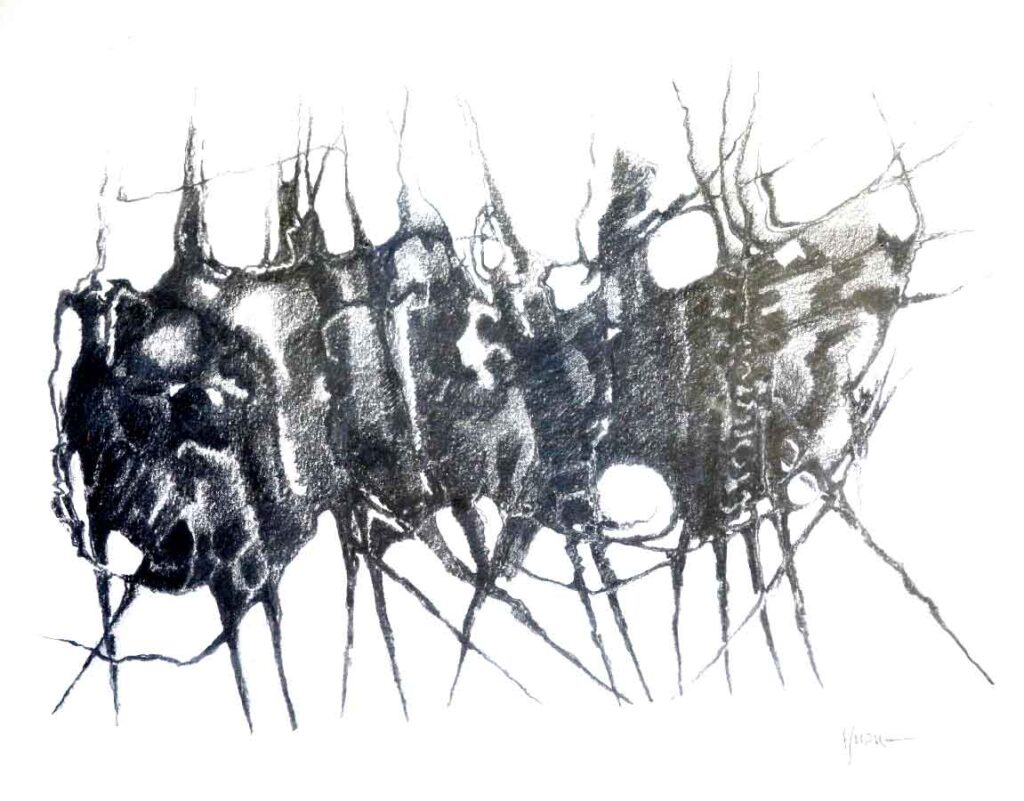 1965 - Dessin au crayon gris - Les ryhtmiques