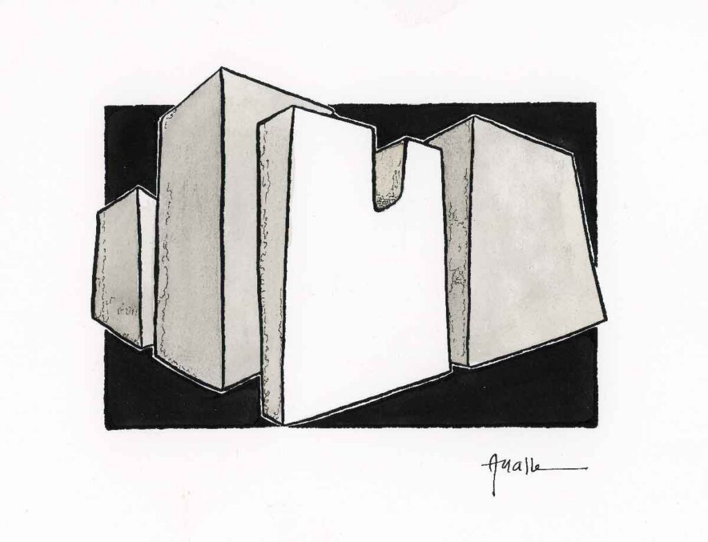 1974/76 - Dessin à l'encre de Chine - Volumes éclatés