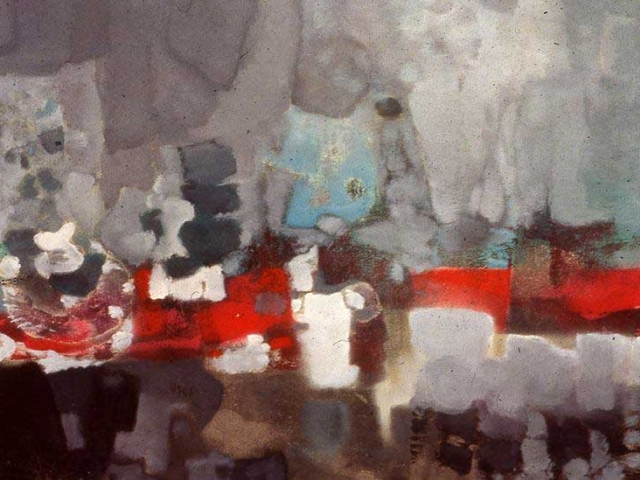 1980/81 - La grande table - Techniques mixtes sur bois, 120x200 cm